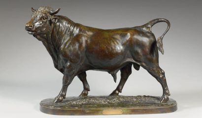BONHEUR Isidore (1827-1901) "Le taureau". Epreuve en bronze d'édition ancienne. 38...