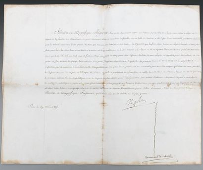 NAPOLEON Ier Lettre signée à “L’Illustre et Magnifique Seigneur”. Paris, 29 Mai 1815,...