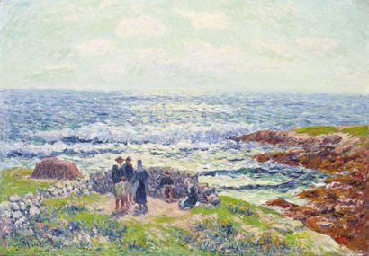 Henry MORET (1856-1913) Le goémon à Nevez, 1904. Huile sur toile signée et datée... Gazette Drouot