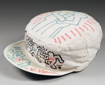 Keith Haring (1958-1990) Sans titre, 1984. Sérigraphie et feutre sur casquette en...