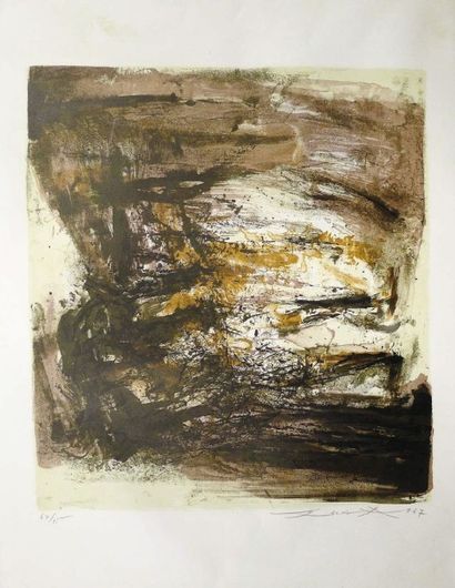 ZAO WOU-KI (1921-2013) Composition en brun. 1967. [Agerup 168] 47 x 42, 5 cm. Lithographie...