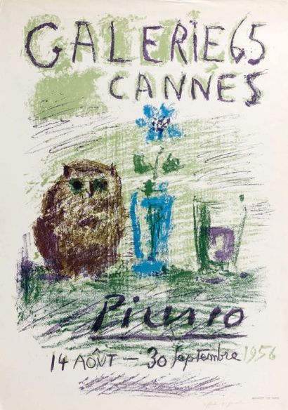 Pablo PICASSO (1881-1973) d’après - Affiche d’exposition à la Galerie 65, Cannes....