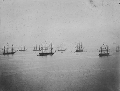 Gustave Le Gray (1820-1884) "Flotte française en rade de Cherbourg", vers 1855. Photographie,...