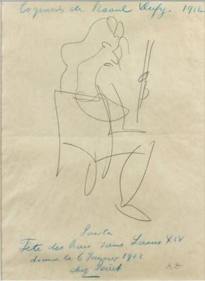 Raoul DUFY (1877-1953) "La fête des Rois". Dessin au crayon sur papier signé, daté...