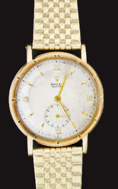 ROLEX Montre bracelet d'homme en alliage d'or jaune 14 ct à boîtier rond cadran ivoire...