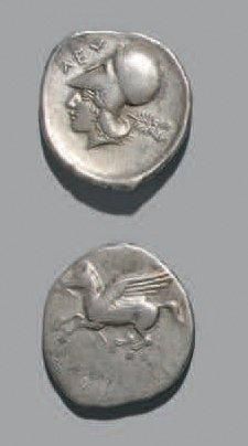 null Leucas (Acarnannie) (420-350 av. J.-C) Statère - 8,33 g. Tête casquée d'Athéna...