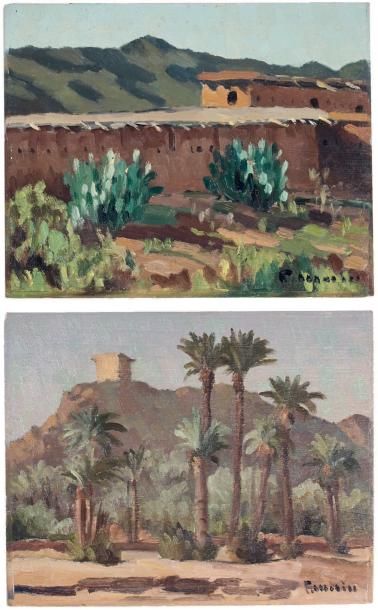Louis MORÈRE (1888-1949) Le fort de Gueliz et palmeraie. - Kasbahs et jardins à Ait-Ischak....