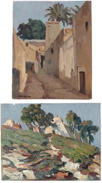 Louis MORÈRE (1888-1949) Ruelles de Marrakech, Derb foundouk, Sidi Mansour, 1947....