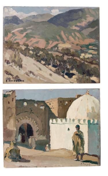 Louis MORÈRE (1888-1949) Bab-Khemis, Marrakech, 1941. - L'Atlas l'Ouergane, 1941....