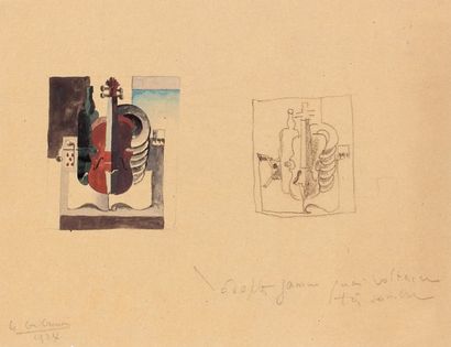 Charles JEANNERET dit LE CORBUSIER (1887-1965) "Composition au violoncelle". Deux...
