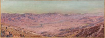 Maxime NOIRÉ (1861-1927) "Paysage saharien". Huile sur toile, signée en bas à gauche....