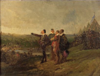 Eugène ISABEY (Attribué à) (1803-1886) "Henry III devant Paris". Huile sur panneau....