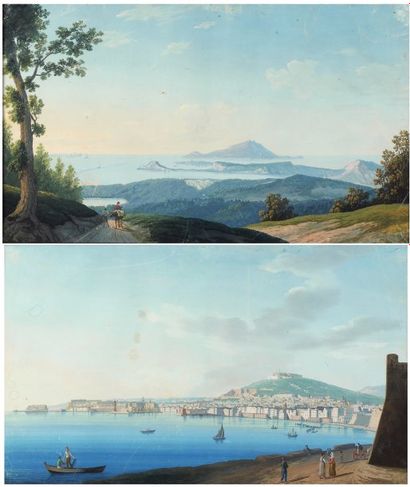 Luigi FERGOLA (Naples 1768-Naples 1834) 1 - "Vue de la baie de Naples depuis les...