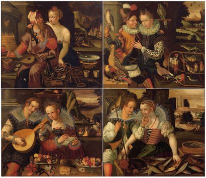 null Ecole flamande du XVIIe siècle Suite de Marten de Vos (1532-1603). Les Quatre...