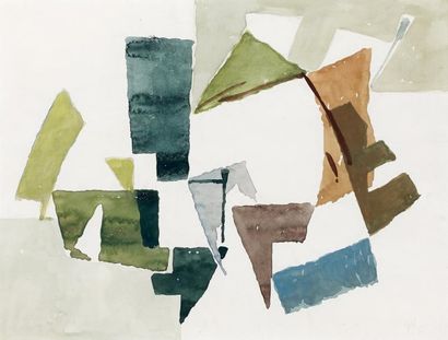 Geer van VELDE (1898-1977) Composition abstraite. Aquarelle sur papier, signé du...