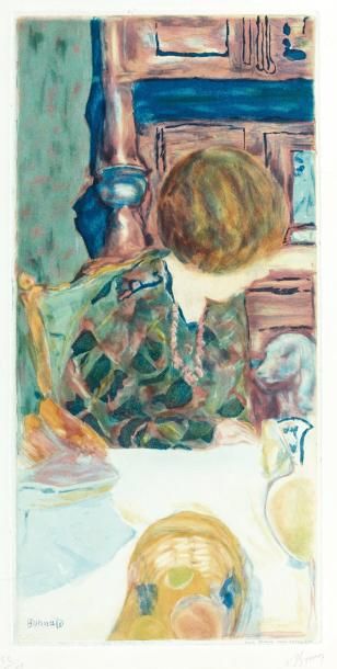 Jacques VILLON (1875-1963) La femme au chien, d'après Pierre Bonnard. [Ginestet et...