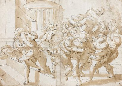 Attribué à Luca CAMBIASO (Moneglia (Gênes) 1527 - Escorial 1585) Le rapt des Sabines....