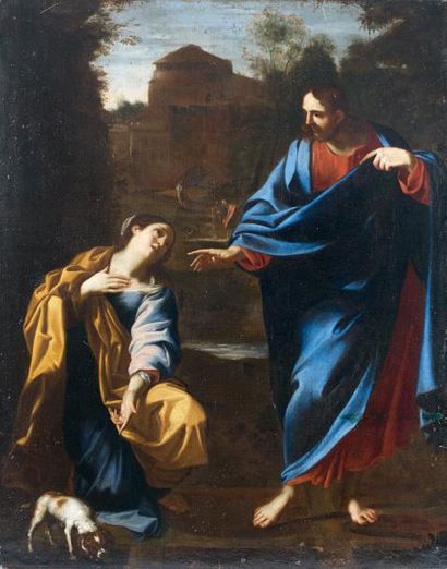 Suite d'Annibal CARRACHE (Carracci) (1560-1609) Le Christ et la Samaritaine. Huile...