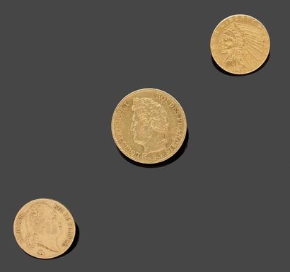 Lot de 8 pièces en or: - Souverain 1824 (Georges...