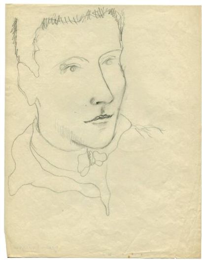 COCTEAU (Jean) Portrait de Jean Bourgoint. Dessin original au crayon, exécuté vers...