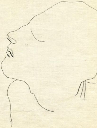 COCTEAU (Jean) Profil d'Homme. Dessin original au crayon, exécuté vers 1927; 21 x...