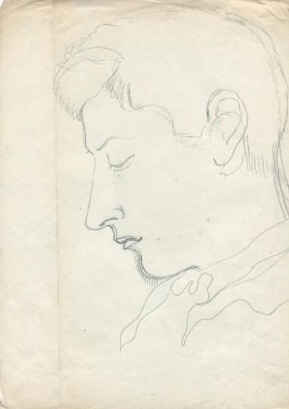 COCTEAU (Jean) Portrait de Jean Hugo. Dessin original au crayon, exécuté vers 1922-1923;...