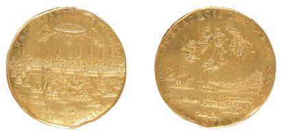 ALLEMAGNE : Hambourg Pièce d'or de 10 ducats : Portugaloser, 1653, célébrant l'anniversaire...