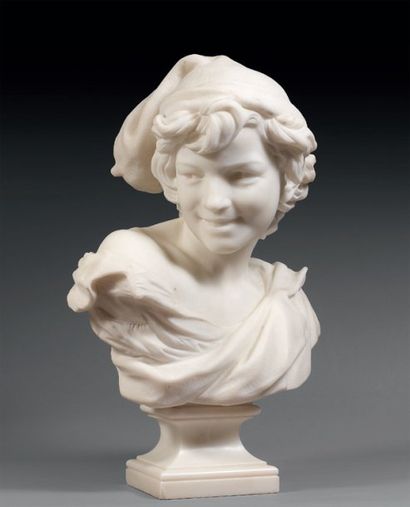 "Atelier de Jean-Baptiste CARPEAUX (1827-1875)" "Le Rieur napolitain. Buste en marbre....