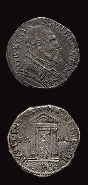 "GREGOIRE XIII (1572-1585)" "9 Teston. Rome. 1575. B. 1151. TTB."