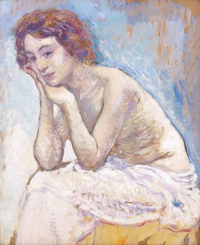 Théo Van RYSSELBERGHE (1862-1926) Portrait de femme en buste, circa 1920. Huile sur...