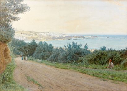 Alexander MAVROGORDATO (1869-1947) Le port d'Alger vu des hauteurs. Aquarelle, signée...
