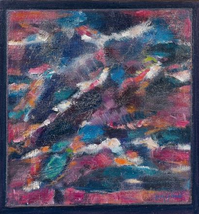 Jean LE MOAL (1909- 2007) Composition abstraite. Huile sur toile marouflée sur panneau,...