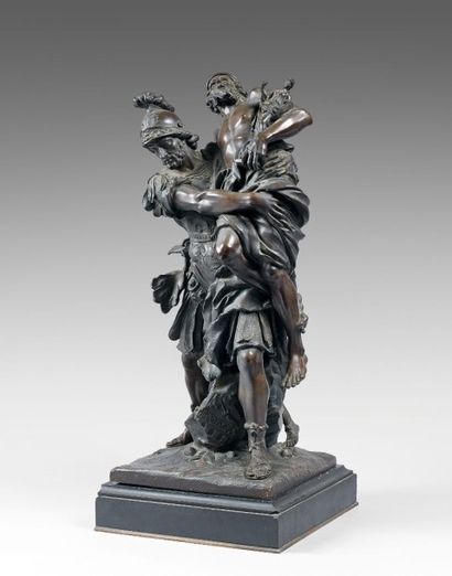 D'après Pierre LEPAUTRE (1660-1714) Enée portant Anchise. Epreuve en bronze à patine...