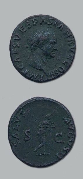 null Lot: 2 exemplaires: Vespasien (C.439) et Domitien (C.331) TTB. Les 2 monnai...