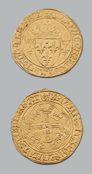 null Louis XI (1461-1483) Ecu d'or à la couronne. Saint Lô. [D.539] TTB à superb...