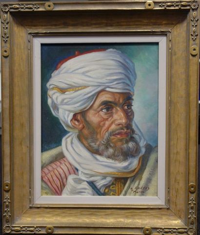 Louis John ENDRES (1896-1989) Portrait d'homme au turban. Huile sur toile signée...