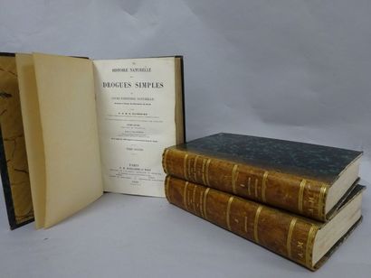 G.GUIBOURT Histoire naturelle des drogues simples. Paris, 1869, 3 volumes, demi-reliure....