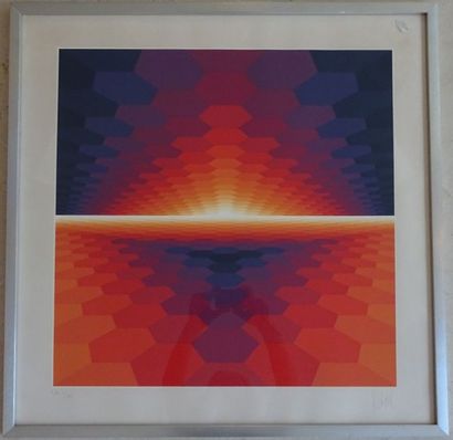 YVARAL (1934-2002) Purple horizon. Sérigraphie en couleurs sur papier, épreuve d'artiste,...