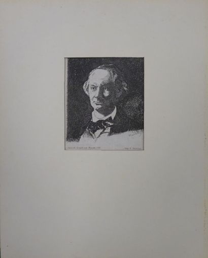 Edouard MANET (1832-1883) Portrait de Charles Beaudelaire de face. Eau forte signée...