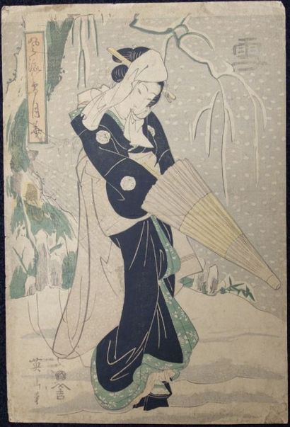 null Ensemble d'estampes japonaises par Kuni Saada, Eisen, Yoshi et autres et reproductions....