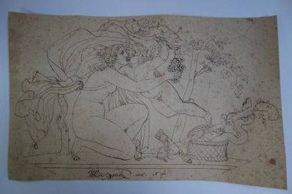 Jacques-Joseph de GAULT (c.1738-c.1812) Vénus et l'Amour. Encre sur papier, signée...