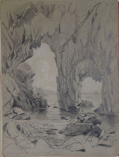 Félix BENOIST (1818-1896) Paysage de Bretagne. Ensemble de 10 dessins à la mine de...