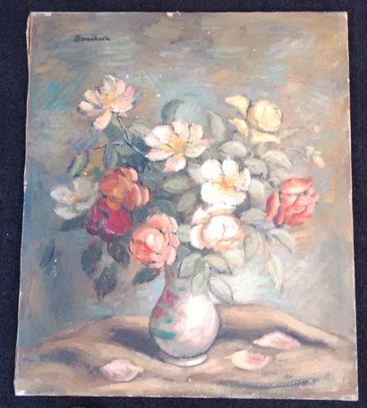 Pierre BOUCHERLE (1894-1988) Bouquet de roses.
Huile sur toile, signée en haut à...