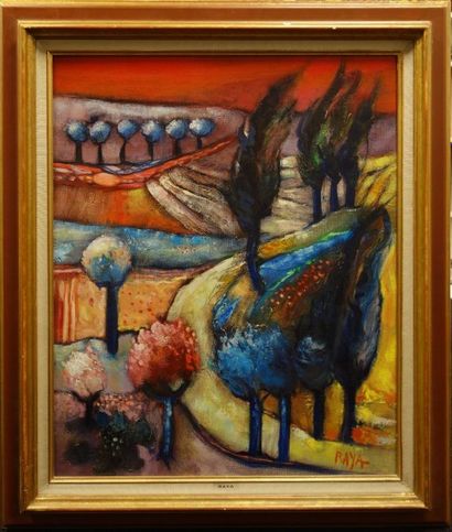 RAYA SORKINE (né en 1936 Paysage de Provence. Huile sur toile, signée en bas à droite....