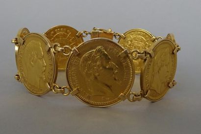 Bracelet articulé en or jaune (750) composé...