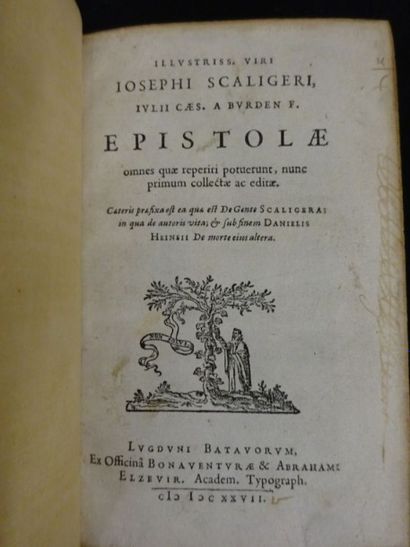 Iosephi SCALIGERI Epistolae, 1627 Volume reliure vélin, dos à nerfs, tranches marbrées....