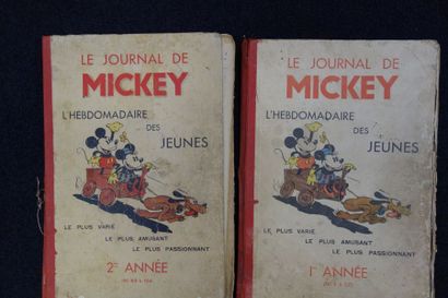 LE JOURNAL DE MICKEY Deux volumes avec reliures...