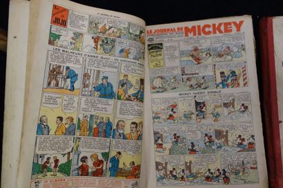 null LE JOURNAL DE MICKEY Deux volumes avec reliures d'éditeur, 1ère et 2ème année....