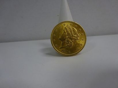 ÉTATS UNIS Pièce de 20 dollars or, tête de la Liberté, 1896
Poids: 33,40 g.
