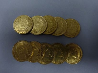 France 
10 Pièces de 20 francs or, 1850, 1854 (x 2), 1855 (x 3), 1856, 1857, 1859...